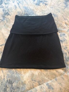 Monrow Black Fold-Over Waist Mini Skirt